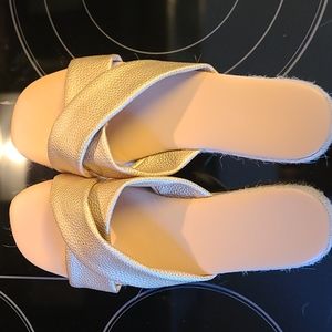 JustFab Harbor Espadrille Slide Sandal size 8 1/2 Gold